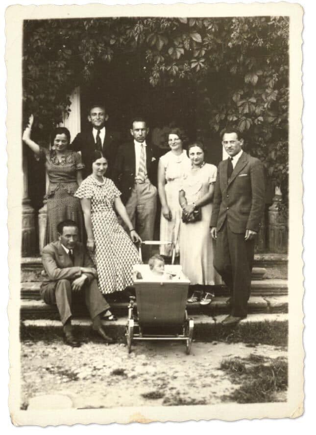 Halina Peabody’s family surrounded her baby carriage for a photo