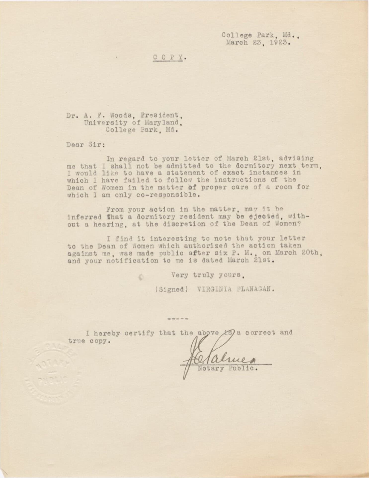 A type-written letter from 1932