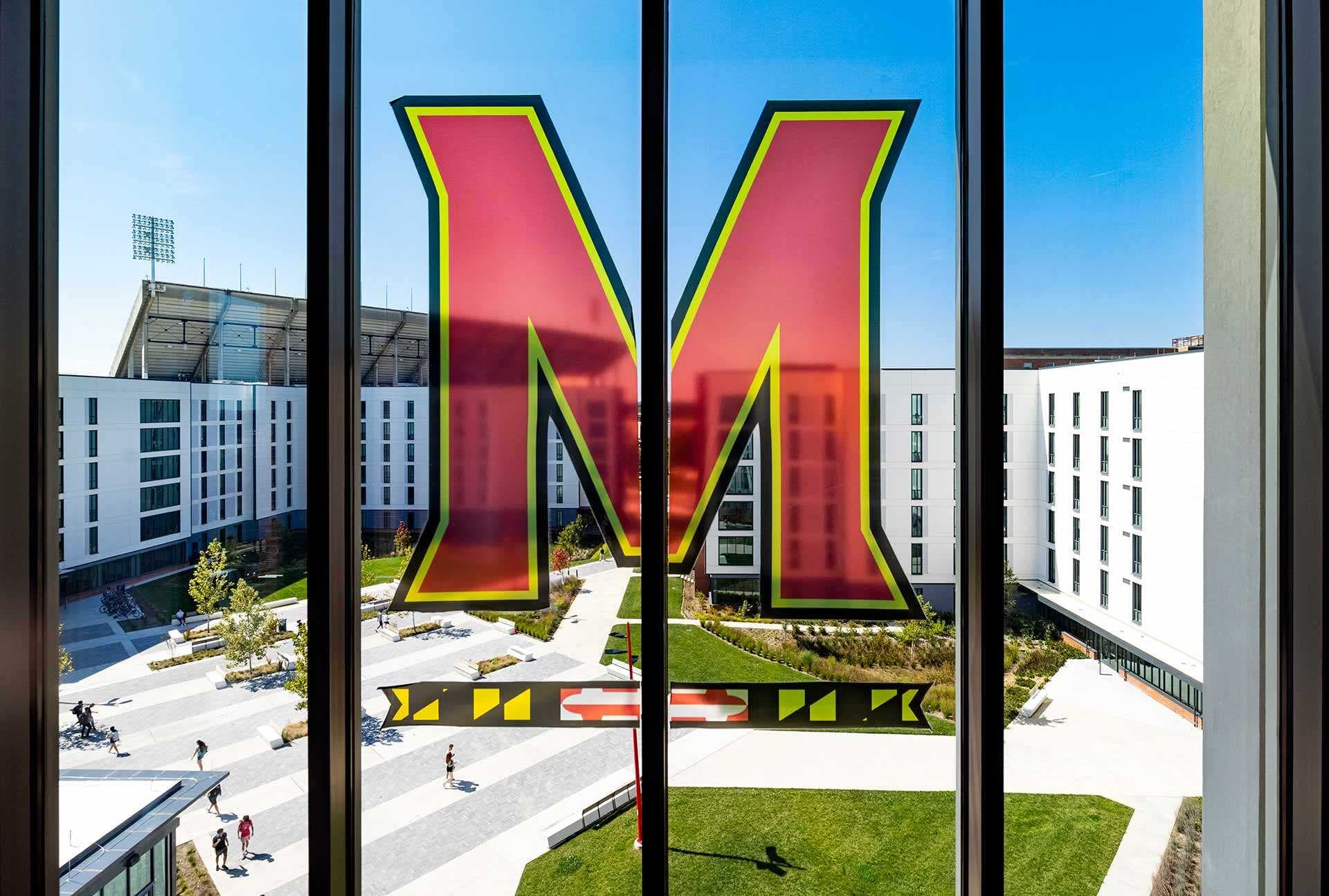 Maryland "M" over the new Heritage Community