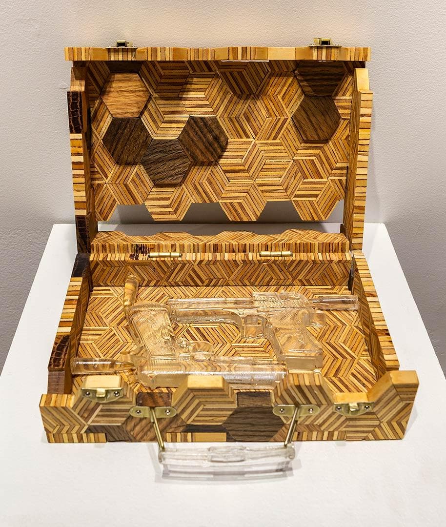 honeycomb-colored wood box